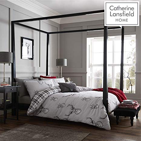 Catherine Lansfield Stag Easy Care Double Duvet Set Silver