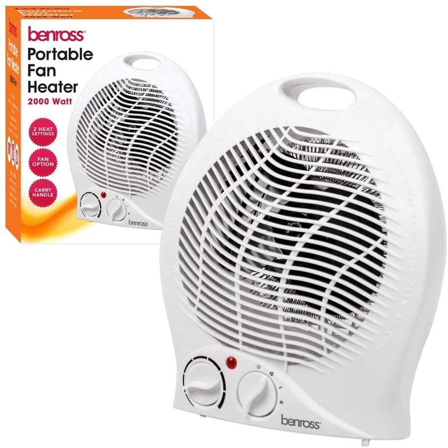 Plastic 2000 W Benross 42549 Portable Electric Fan Heater-2 Heat Settings 